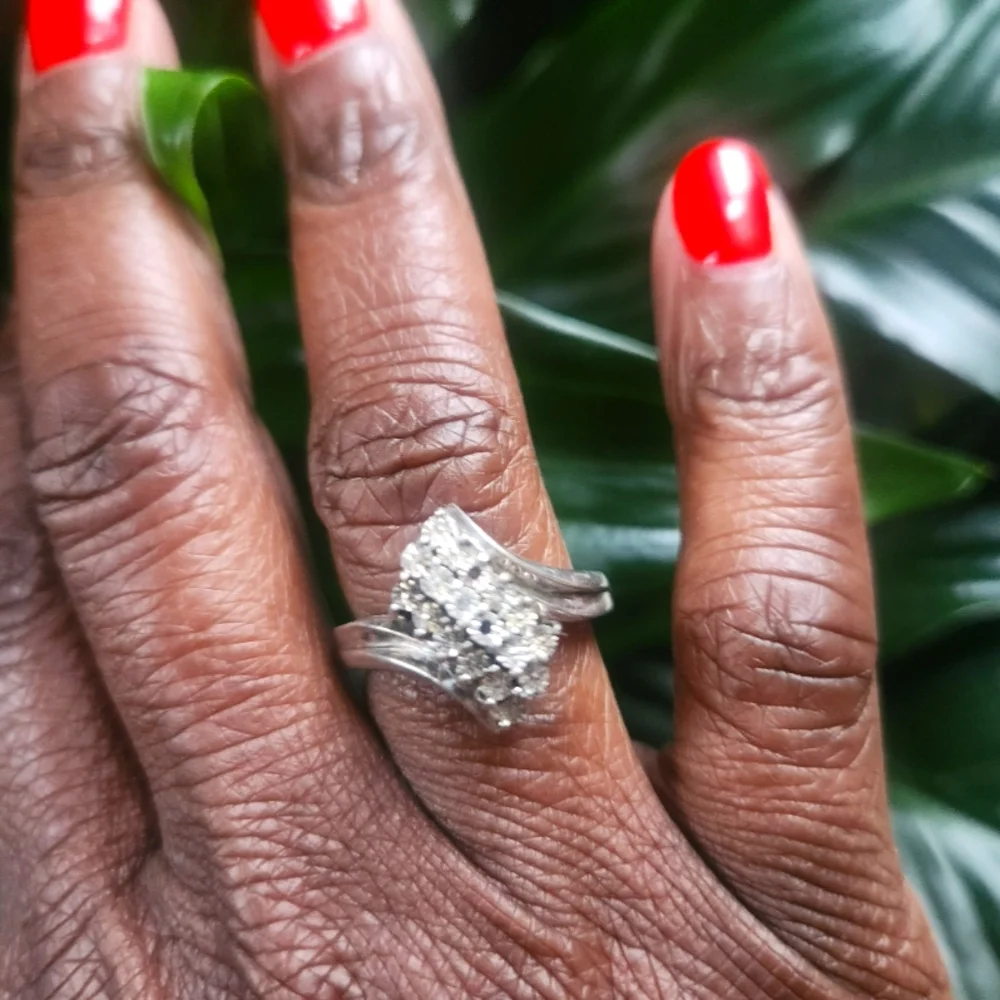 Vintage .45 Carats Diamond 925 Sterling Silver Ring